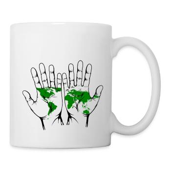 Hands with world map - Mug - white - Right