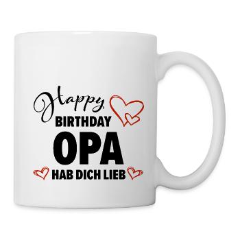 Happy Birthday Opa Hab dich lieb Baby Geschenk - Tasse - Weiß - Rechts
