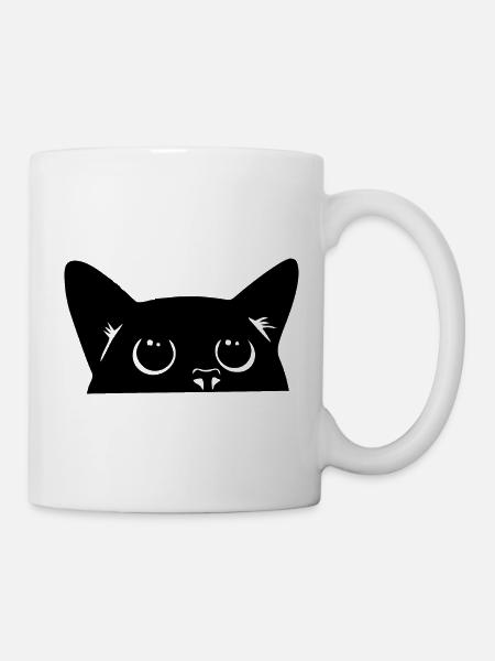 black cat, cute cat - Mug blanc - blanc