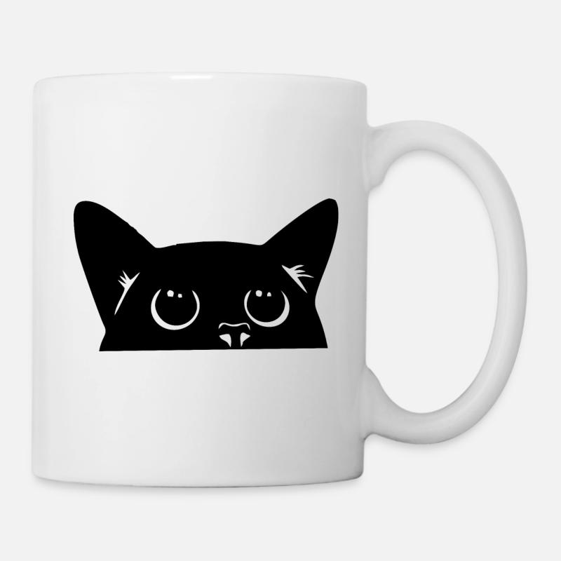 black cat, cute cat - Mug - white