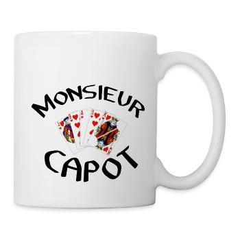 Belote Monsieur capot coinche contrée cadeau - Mug blanc - blanc - Droite