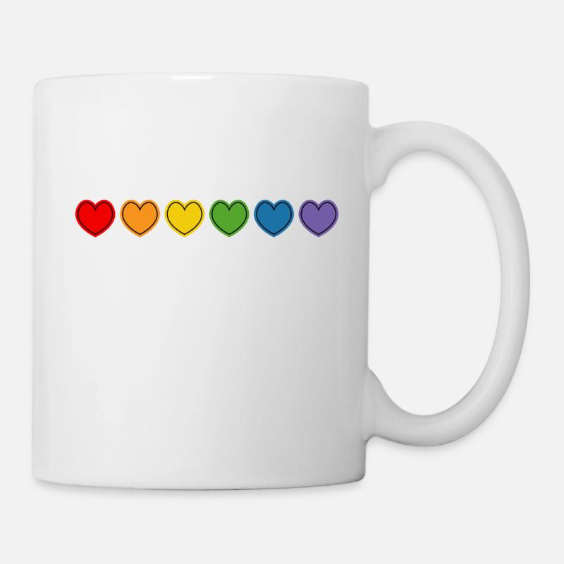 queer rainbow hearts lgbtqi LGBT lgbtqi queer - Mug blanc - blanc