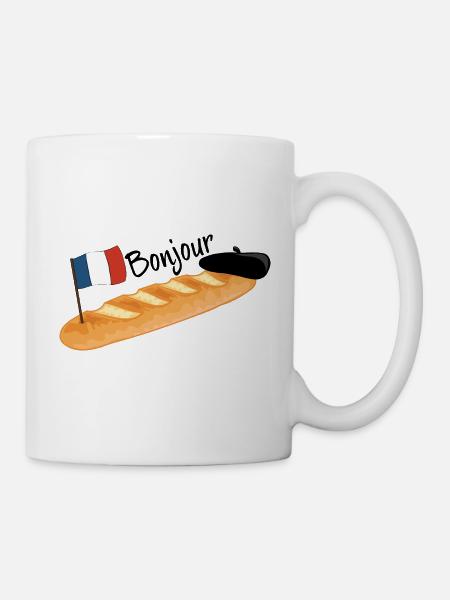Bonjour - Baguette drôle Français - Mug blanc - blanc