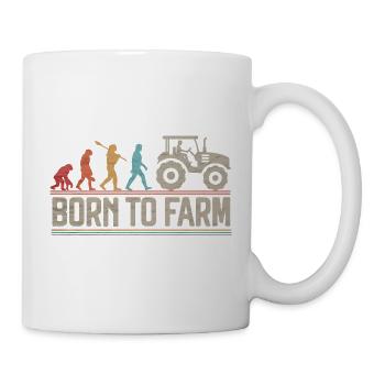Born to Farm Evolution Farmer Funny Tractor Lover - Mug - white - Right