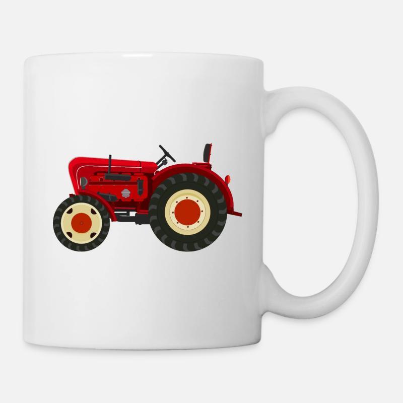 Tracteur vintage rétro rouge - Mug blanc - blanc