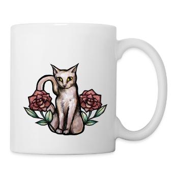 Vintage White Cat Roses - Mug - white - Right