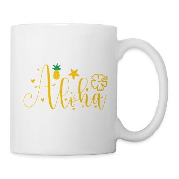 Aloha -Surfer- Palms Tree -Beach- Retro-Funny - Mug - white - Right