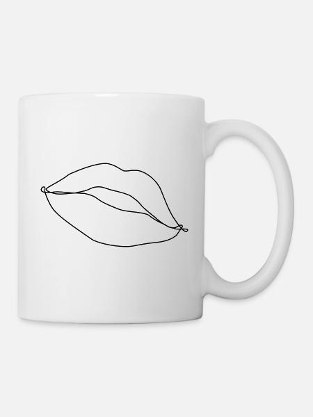 Gezeichnete Lippen - Tasse - Weiß