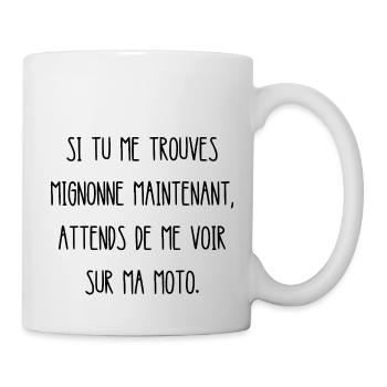attends de me voir sur ma moto - Mug blanc - blanc - Droite