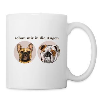 Englische und französische Bulldogge T-Shirt. - Tasse - Weiß - Rechts