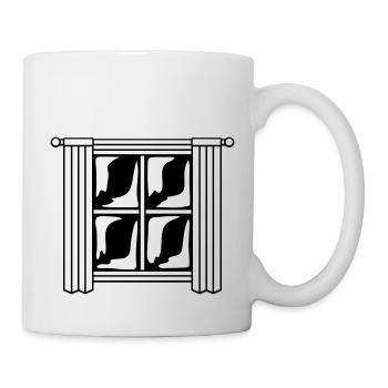 At night window wood curtain - Mug - white - Right