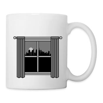 Großstadt Fenster Vorhang nachts - Tasse - Weiß - Rechts