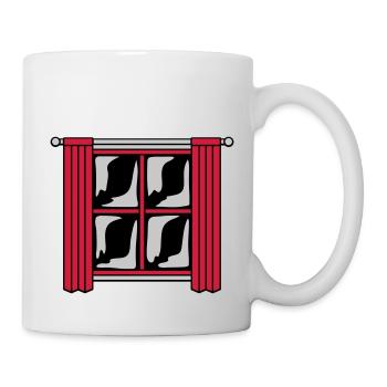 Dunkel Nachts Fenster Holz - Tasse - Weiß - Rechts