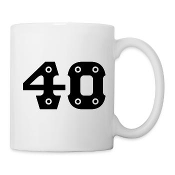 Zahl 40 Jahre Geburtstag Glückwunsch - Tasse - Weiß - Rechts
