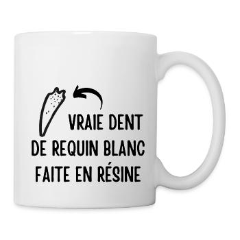 vraie dent de requin blanc faite en résine - Mug blanc - blanc - Droite