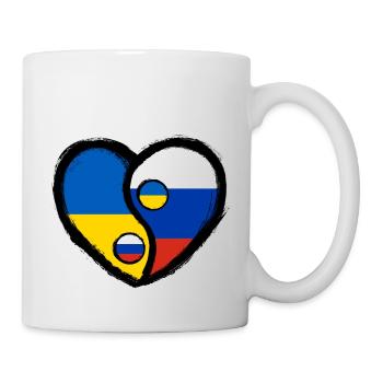 Ukraine Russland Yin Yang Herz - Tasse - Weiß - Rechts