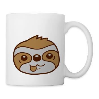 Gesicht Faultier Comic Kopf - Tasse - Weiß - Rechts