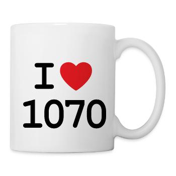 I love 1070 - Ich liebe Neubau Shirt - Tasse - Weiß - Rechts