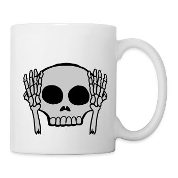 Hands in front of ears Skull - Mug - white - Right