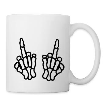 Bone 2 hands middle finger - Mug - white - Right