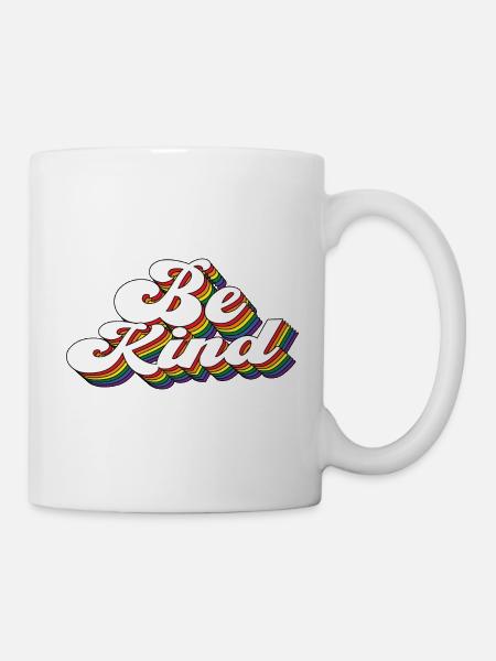 Be Kind Regenbogen - Tasse - Weiß