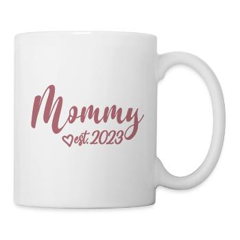 Mommy Est. 2023, Mom To Be, Schwangerschaft enthüllen - Tasse - Weiß - Rechts