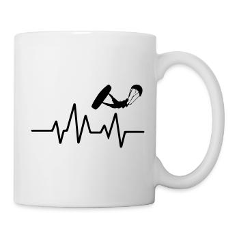 Kitesurfen Herzschlag Kiteboarding Kite Heartbeat - Tasse - Weiß - Rechts