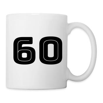 Zahl 60 - Geburtstag - Trikotnummer - Tasse - Weiß - Rechts