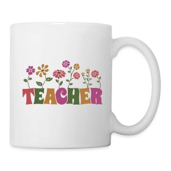 Bunte Blumen Lehrer Geschenk für den Lehrertag - Tasse - Weiß - Rechts