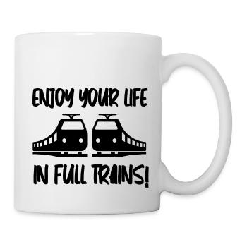 Einjoy votre vie dans les trains complets - denglisch disant - Mug blanc - blanc - Droite