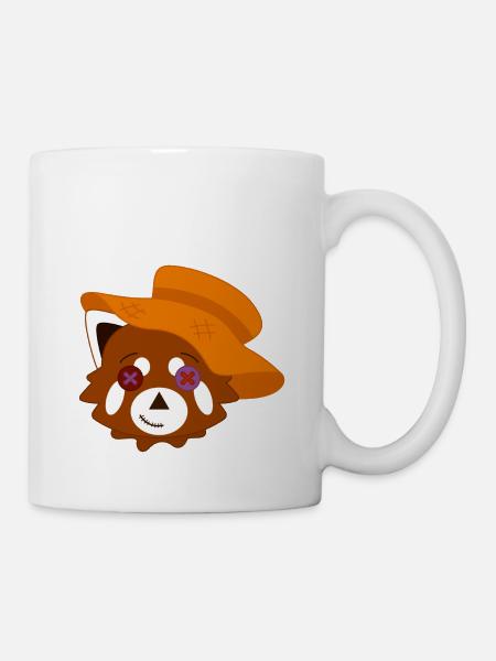 Red panda disguised as a scarecrow for Halloween - Mug - white
