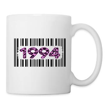 1994 geburtstag barcode rosa leopard retro party - Tasse - Weiß - Rechts