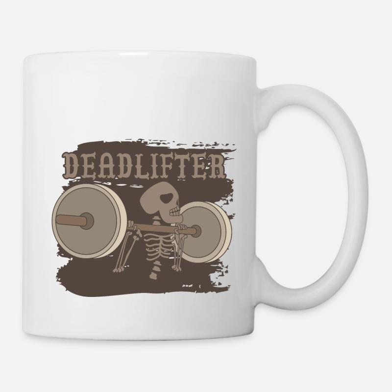 Fitness Weightlifting Skeleton Trained Deadlift - Mug - white