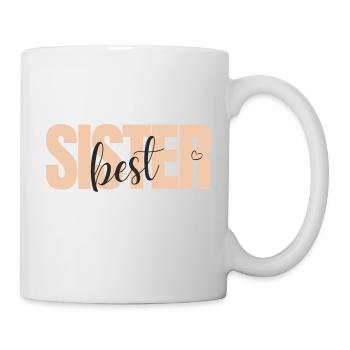 Beste Schwester Best Sister mit Herz Geschenkidee - Tasse - Weiß - Rechts