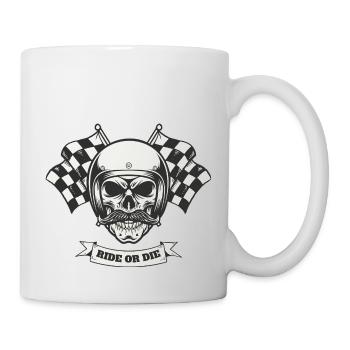Totenkopf Motorradfahrer Ride Or Die - Tasse - Weiß - Rechts