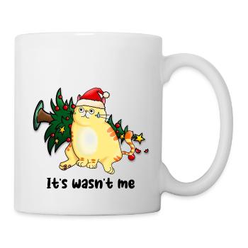 Christmas funny cat Christmas tree cat ugly - Mug - white - Right