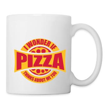 pizza thinks about me - Tasse - Weiß - Rechts
