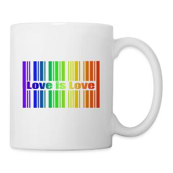 Regenbogen Strichcode, Love is Love - Tasse - Weiß - Rechts