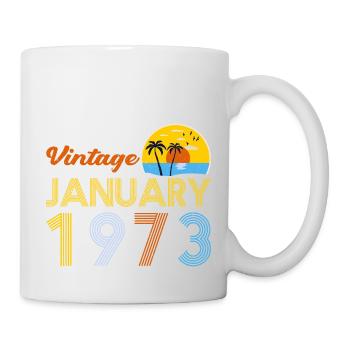 50. Geburtstag Jahrgang Januar 1973 50 Jahre Geschenke - Tasse - Weiß - Rechts