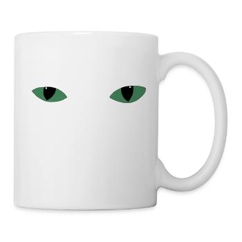 Mysteriöse Katzenaugen - dunkelgrün - Tasse - Weiß - Rechts