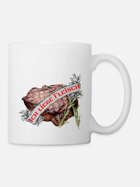Ich liebe Fleisch - Tasse - Weiß