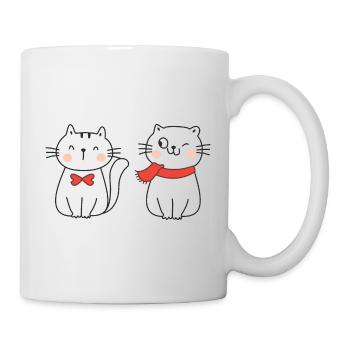 Valentinstag zwei süße verliebte Katzen Meow - Tasse - Weiß - Rechts