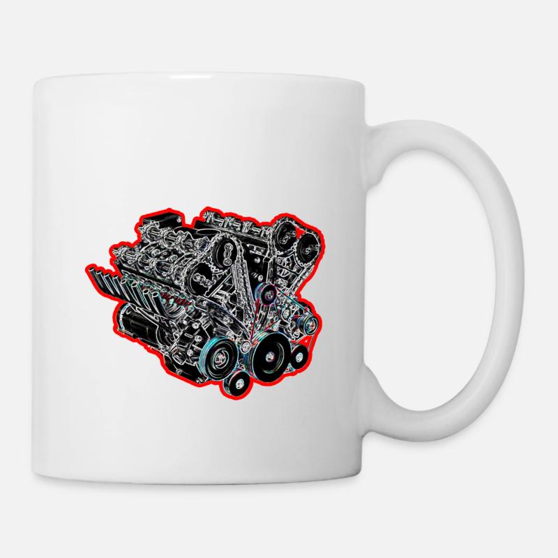 V8 Red Stroke - Tasse - Weiß
