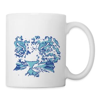 léopard, chat, chat sauvage, graffiti, peinture, bleu - Mug blanc - blanc - Droite