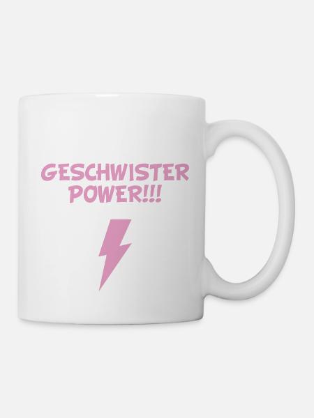 Geschwister Power Blitz Nerdy Superkraft Familie - Tasse - Weiß