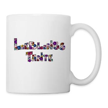 Lieblingstante fröhlich buntes Blumen Muster pink - Tasse - Weiß - Rechts