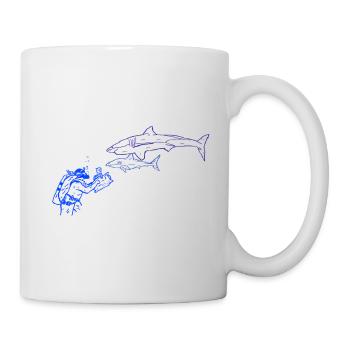 Hai und Kamerataucher - Tasse - Weiß - Rechts