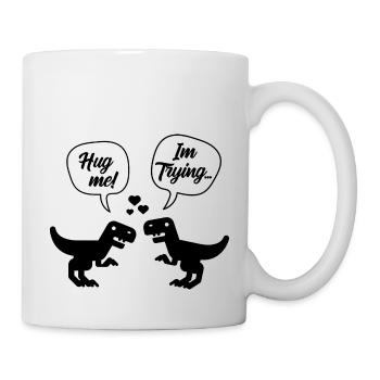 T-Rex Dinosaur Couple Hug Me - Valentine's Day - Mug - white - Right