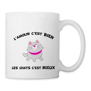 Choisissez le chat, laissez l'amour s'envoler !! - Mug blanc - blanc - Droite
