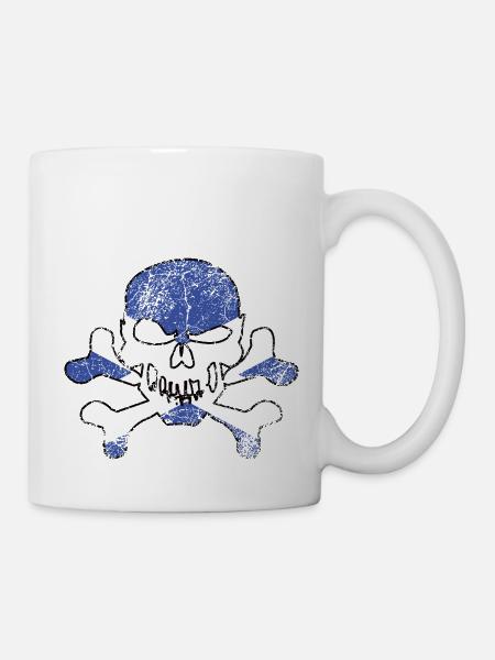 Vintage Schottischer Totenkopf - Tasse - Weiß